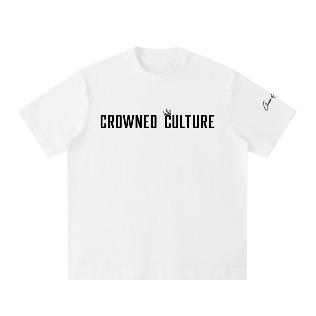 Crowned Culture: Heavyweight Vintage Washed Frayed T-Shirt