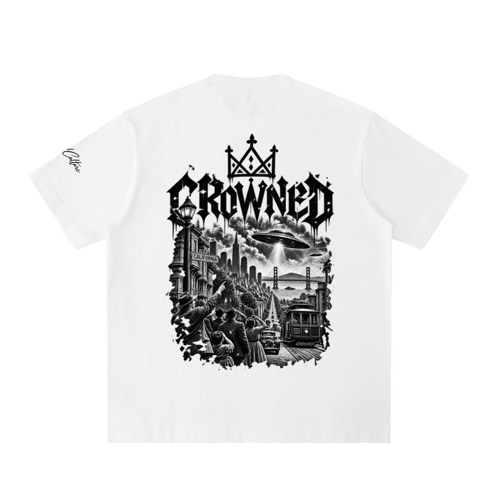Crowned Culture: Heavyweight Vintage Washed Frayed T-Shirt