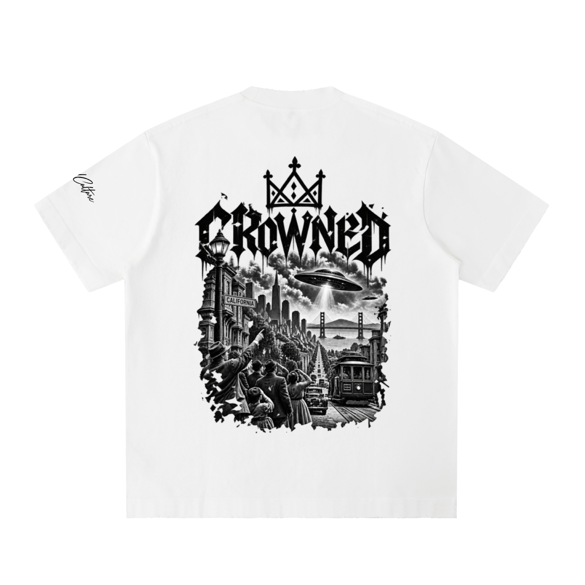 Crowned Culture: Heavyweight Vintage Washed Frayed T-Shirt
